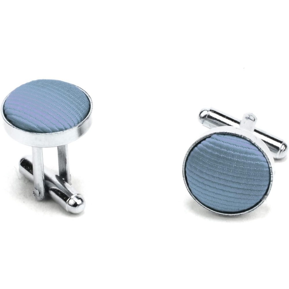 Dusty blue tie with pocket kerchief and cuff links - Picture 2 of 4